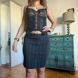 American-vintage Women's Black and White Skirt